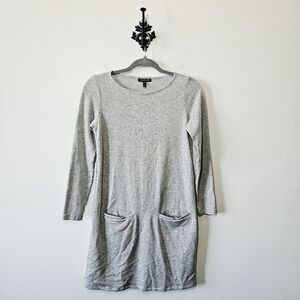 Eileen Fisher Fleece Lined Tencel Dress Size XS Petite Long Sleeve Grey Pockets